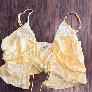 Rumored Yellow Lace Detail top